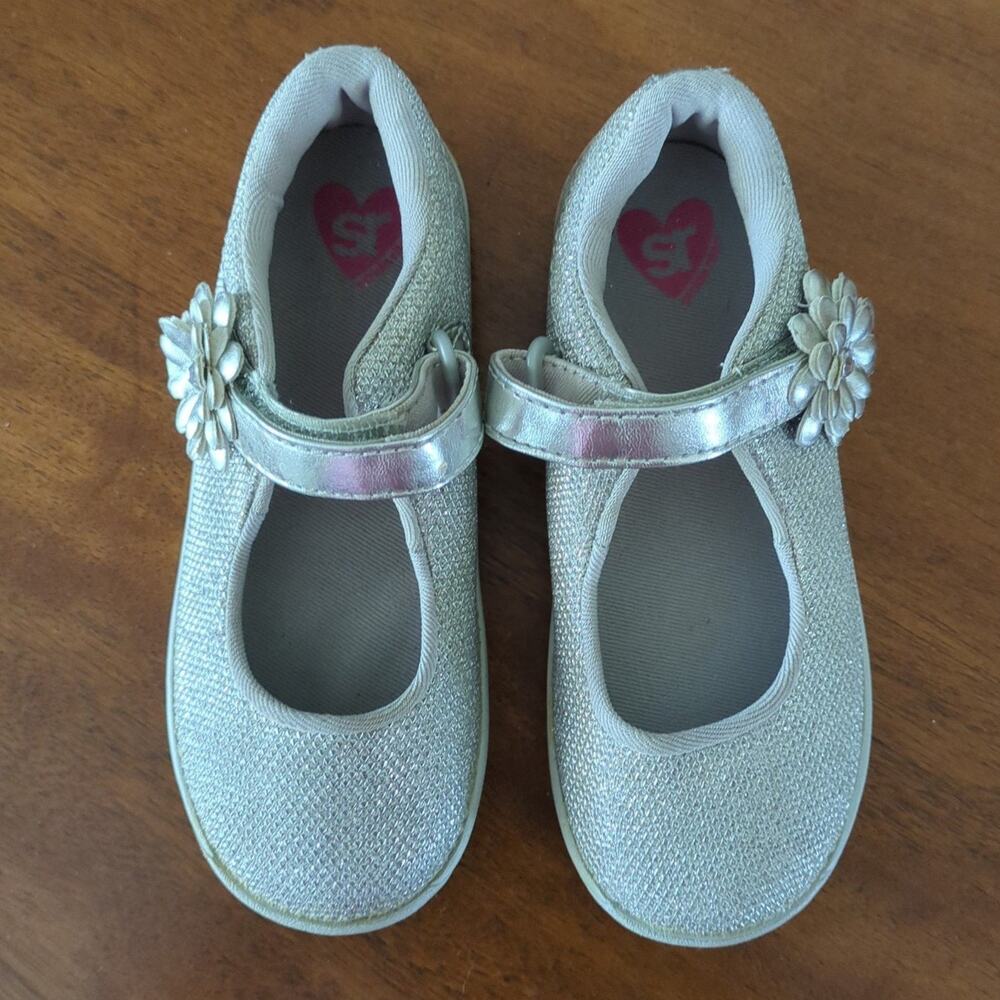 Stride Rite Toddler Girls Haylie Silver Mary Jane Shoes Size 10.5 - Picture 3 of 11